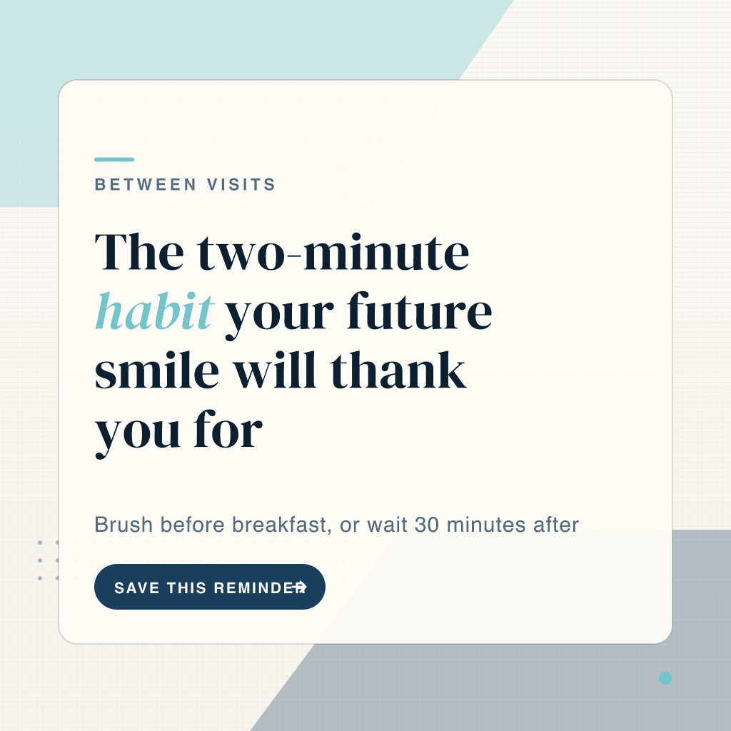 Dental text post explaining why brushing for two minutes matters
